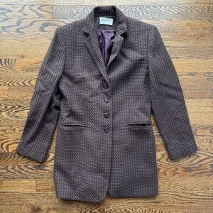 Gianni Vintage Wool Purple and Green Patterned Women's Blazer Coat 6